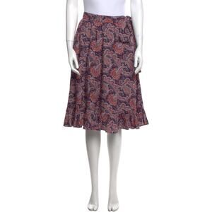 JW Anderson x Uniqlo Paisley Knee Length High Waist Side Tie Ruffle Skirt Size 6